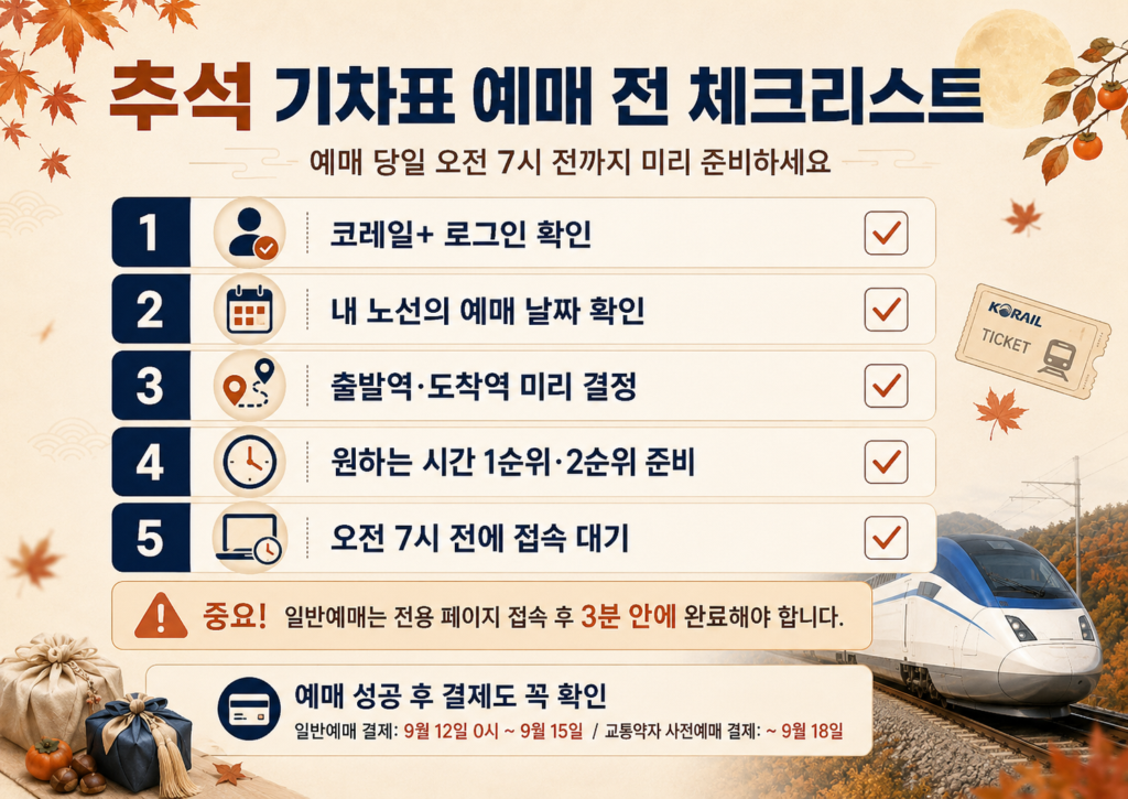 추석 기차표 예매 전 준비 체크리스트