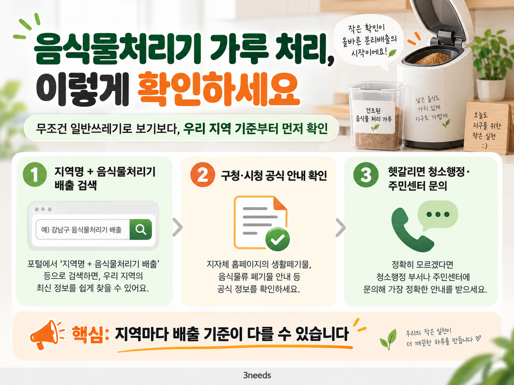 음식물처리기 가루 처리 방법과 지역별 배출 확인 순서 안내