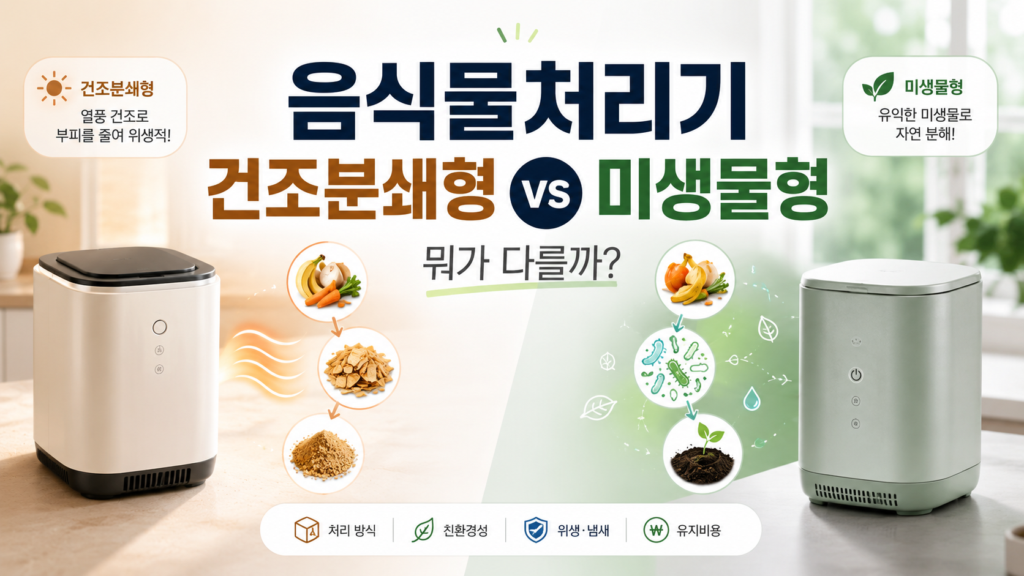 음식물처리기 건조분쇄형과 미생물형 차이 비교