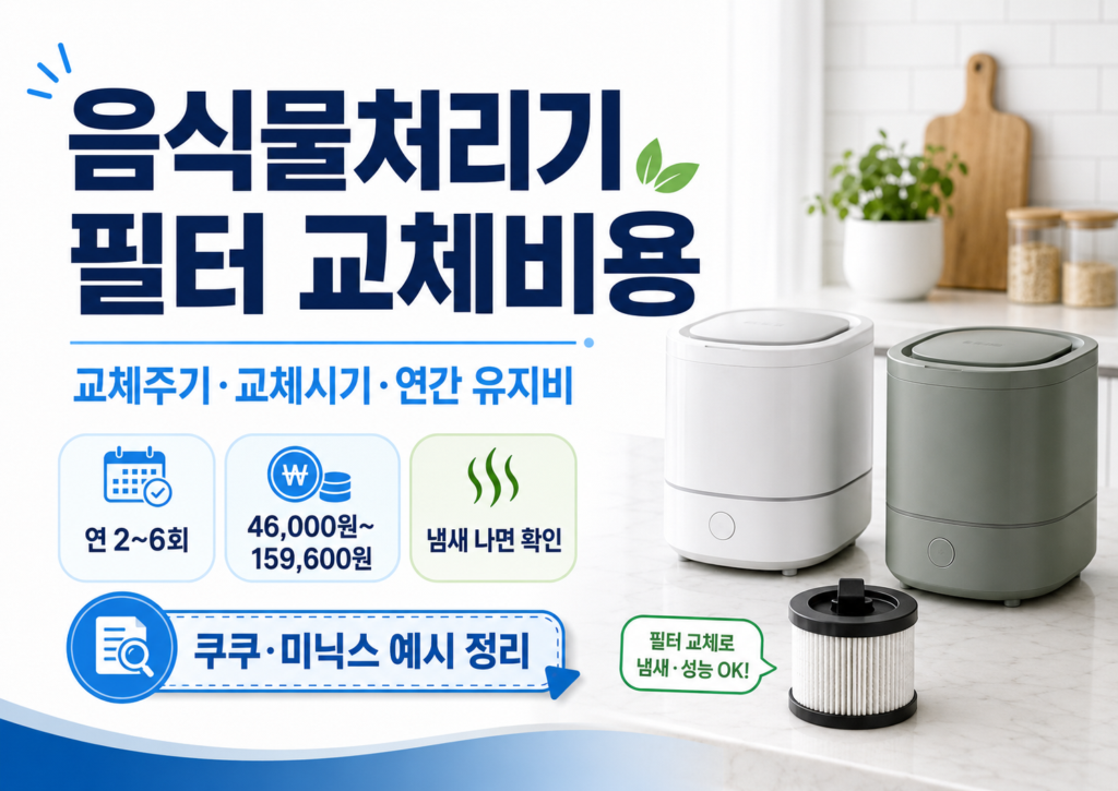 음식물처리기 필터 교체 시기와 교체비용, 유지비 핵심 내용을 정리한 대표 이미지