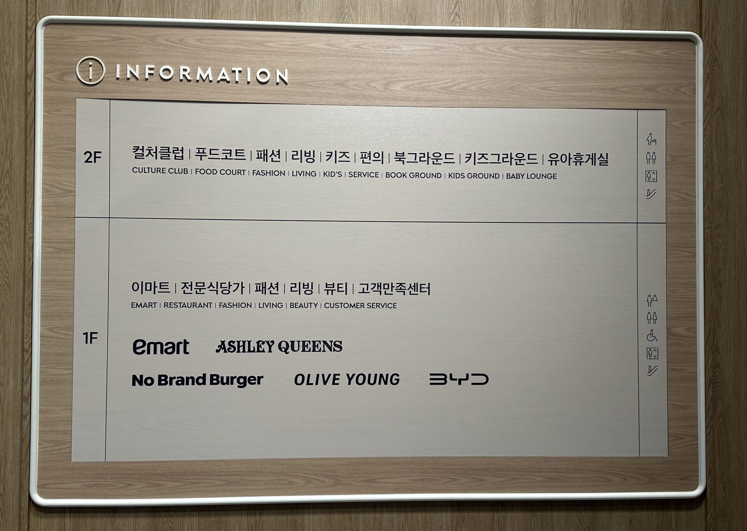 스타필드 마켓 월계점 1층 2층 층별 안내판과 주요 시설