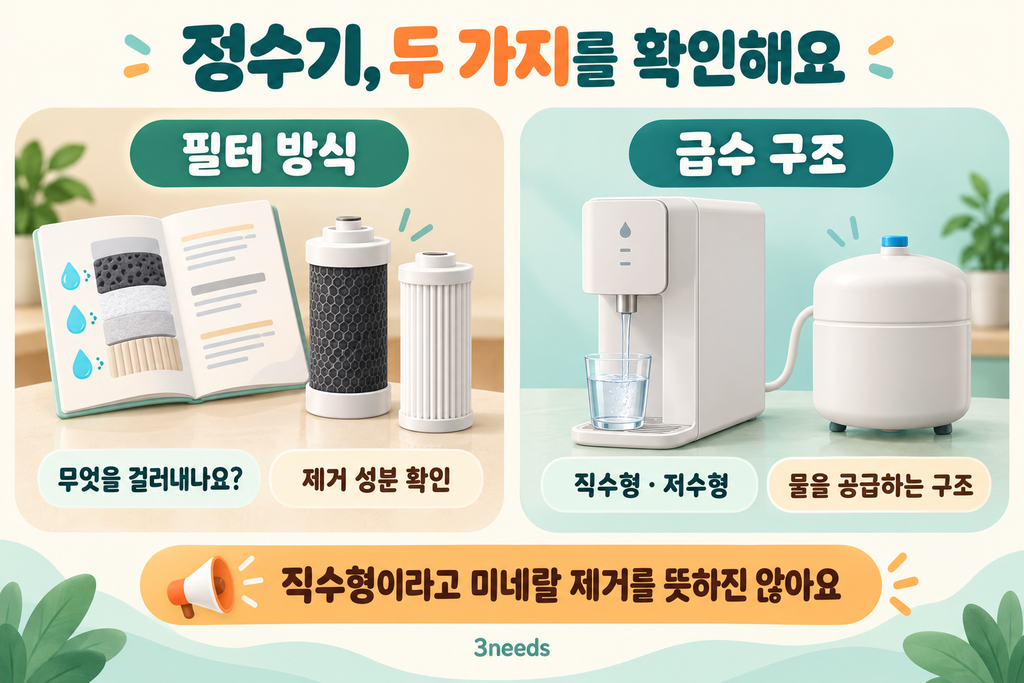 가습기 수돗물 vs 정수기물 비교를 위한 정수 필터와 급수 구조 확인 안내