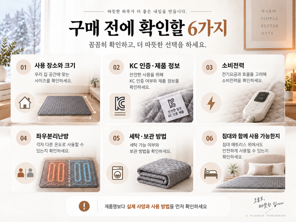 전기장판 탄소매트 온수매트 구매 전 확인사항